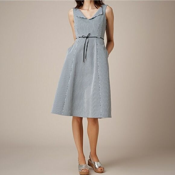 𝅺l.k. Bennett women's Dr. Alana Size 8 Dress Blue and White stripes with pocket - Picture 10 of 11